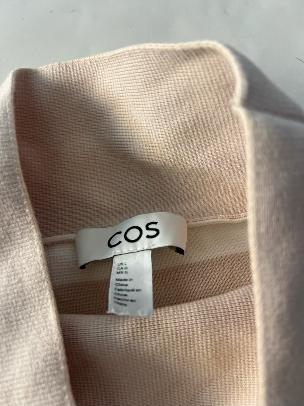 COS Stripe Thick Organic Cotton Mock Neck Striped Sweater Cream White Large - Picture 6 of 9